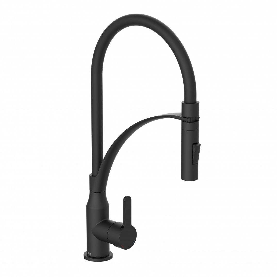 NI183CARB CARNEO Keukenkraan, mat zwart/zwart, met soft-touch slang vue 2