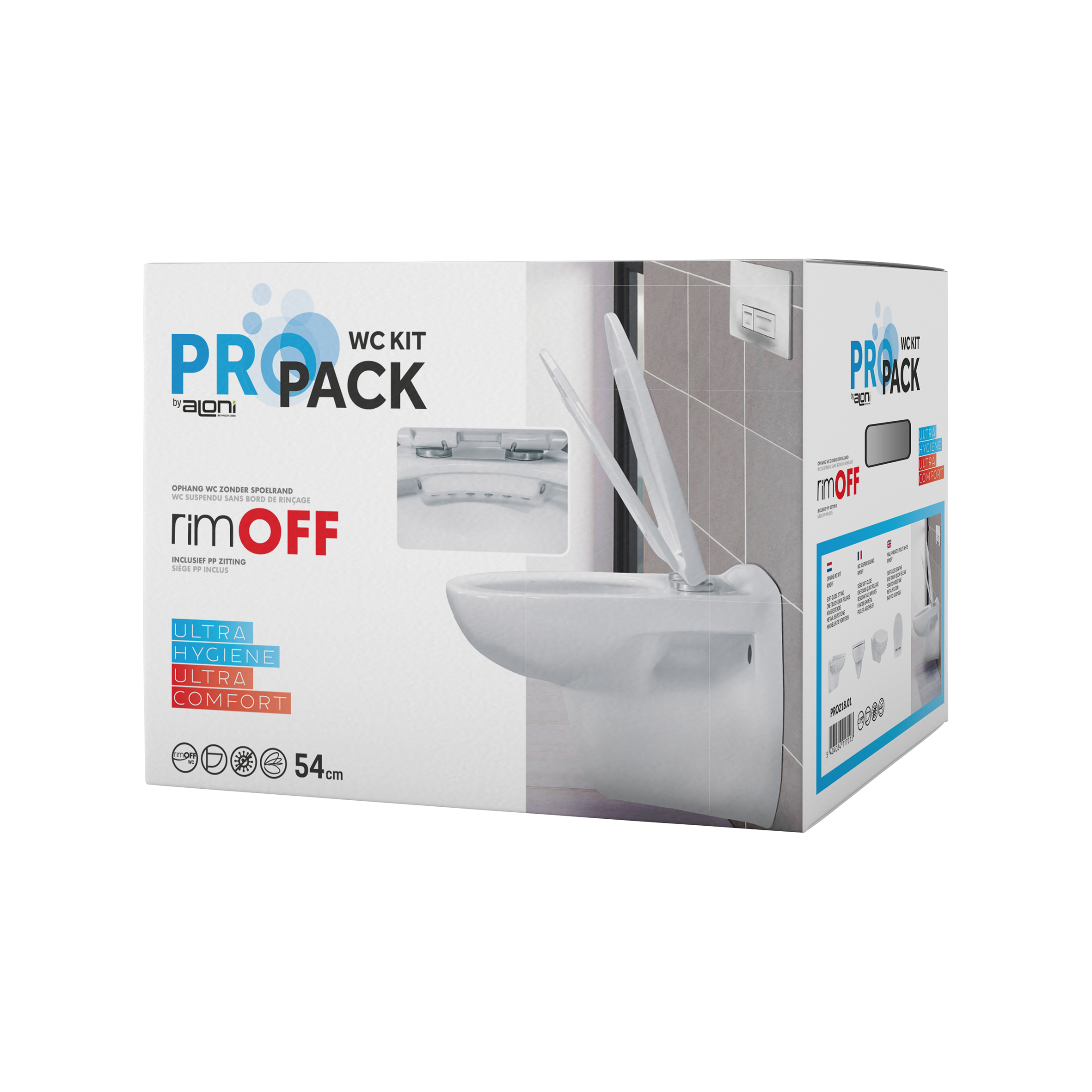 ALONI PRO WC SUSPENDU – SANS BRIDE – AVEC ABATTANT – THERMOPLAST (PP) – SOFT CLOSE – QUICK RELEASE – 35,5X41X54,5 CM - BLANC BRILLANT vue 2