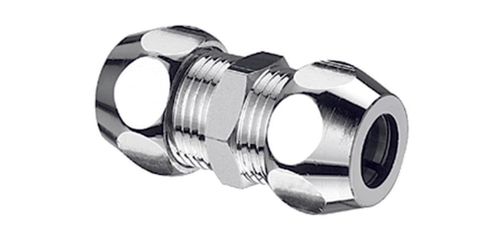 Schell Raccord D'alimentation Double Droit D 10 X D 10 Laiton Chromé