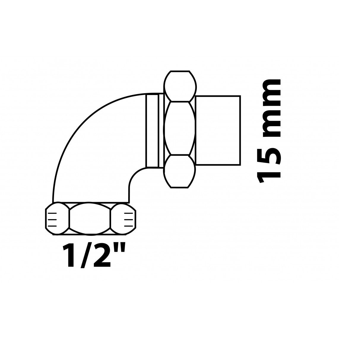 989225055 Angle screw fitting 90°, red brass, 15 mm x 1/2" female, conical sealing, 1 socket vue 2