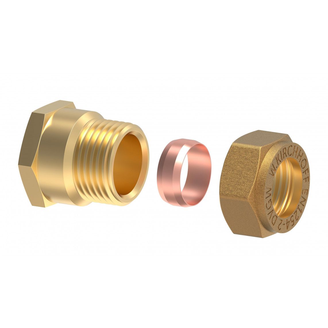 989456317 MS overgangsstuk, blanco, 18 mm x 1/2"BI, knelfitting voor koperen buis, vue 3