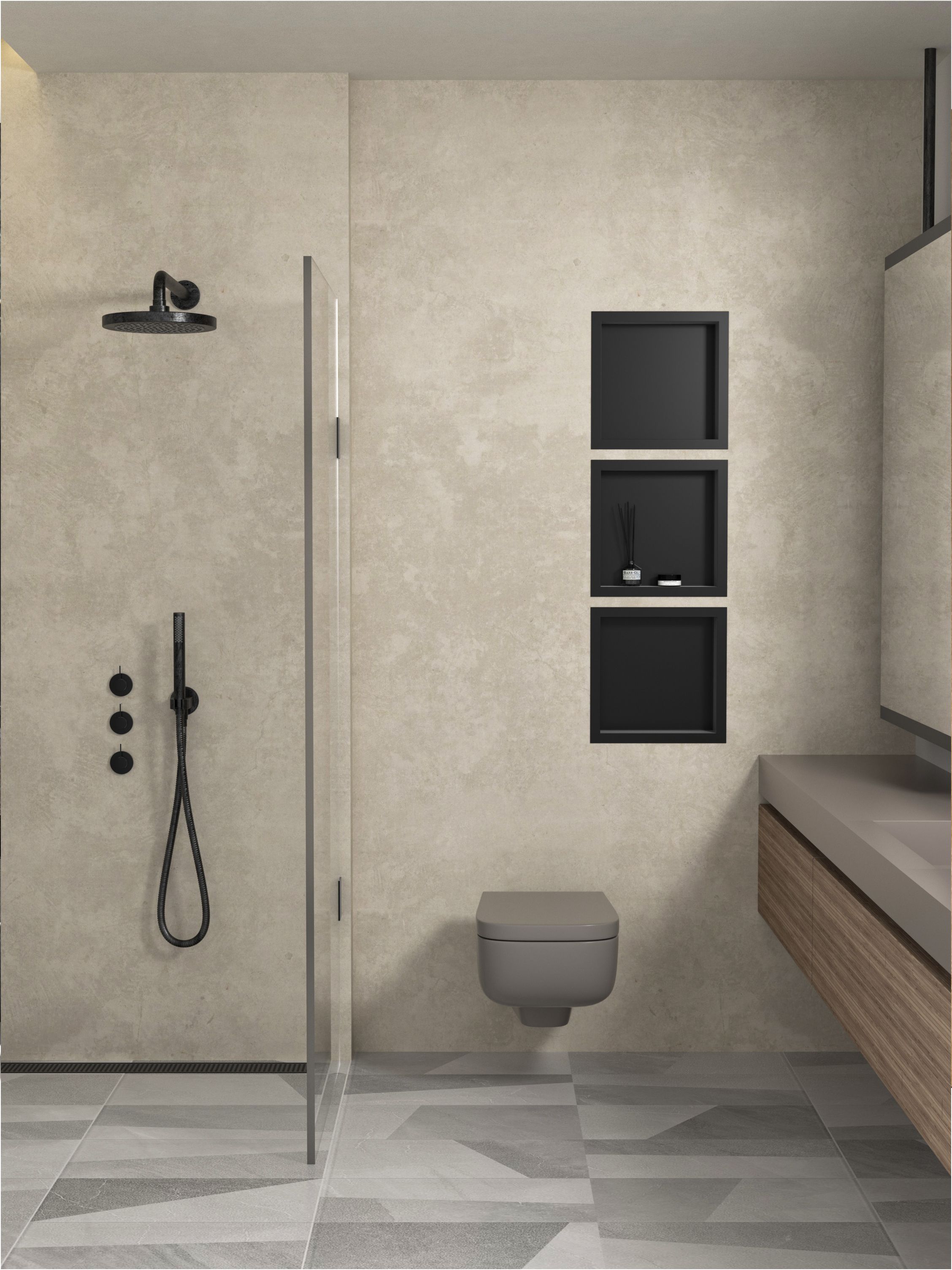 Aloni Niche Encastrée (300×300×70MM) - Noir Mat