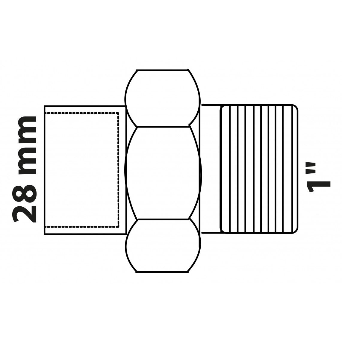 989245017 Screw connection, red brass, 28 mm x 1" male, conical sealing, 1 socket vue 2