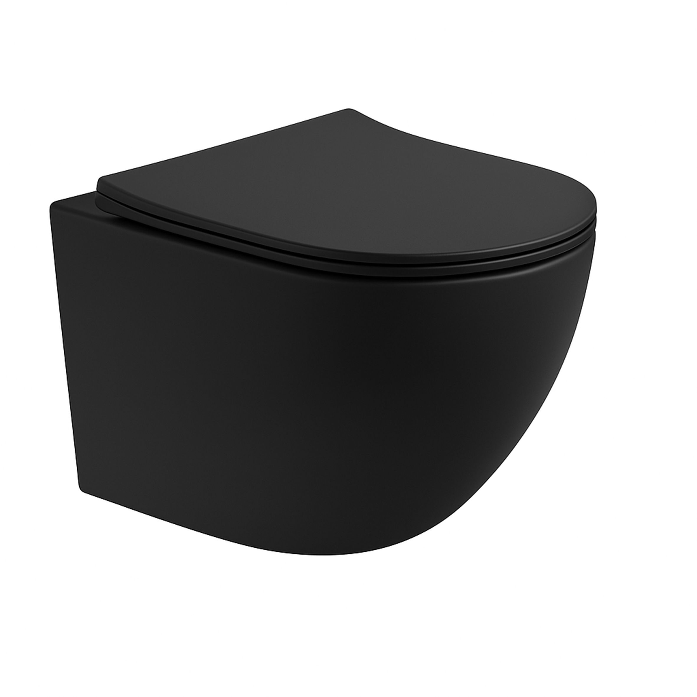 ALONI PRO WC SUSPENDU – TORNADO FLUSH – SANS BRIDE – AVEC ABATTANT – DUROPLAST – SOFT CLOSE – QUICK RELEASE – COMPACT 49 CM - 36X32X49 CM – NOIR MAT vue 3