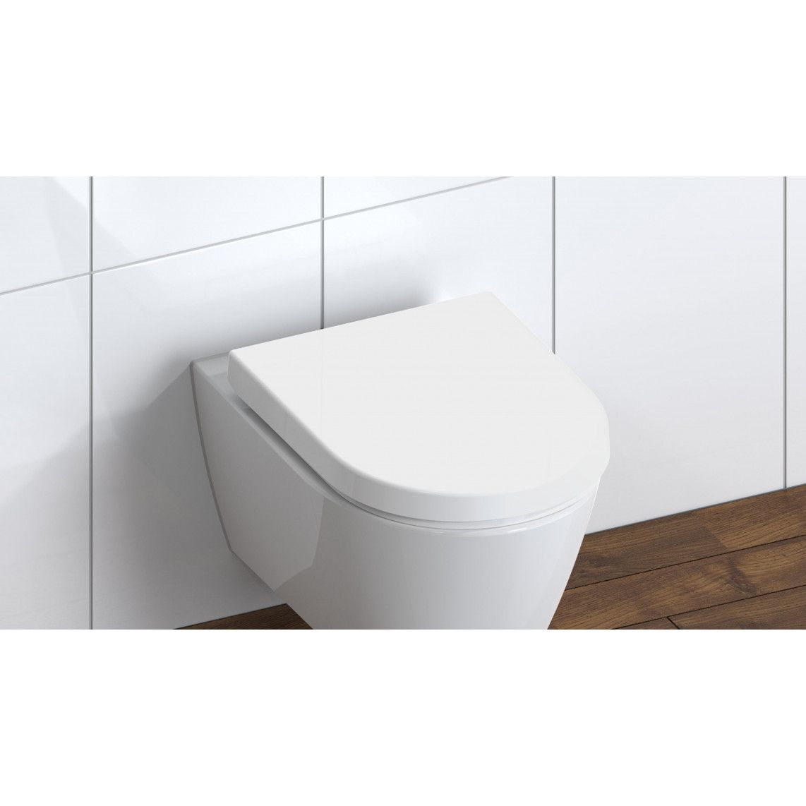 82910 Duroplast WC-zitting D-vorm WHITE, met valrem en afneembaar vue 7