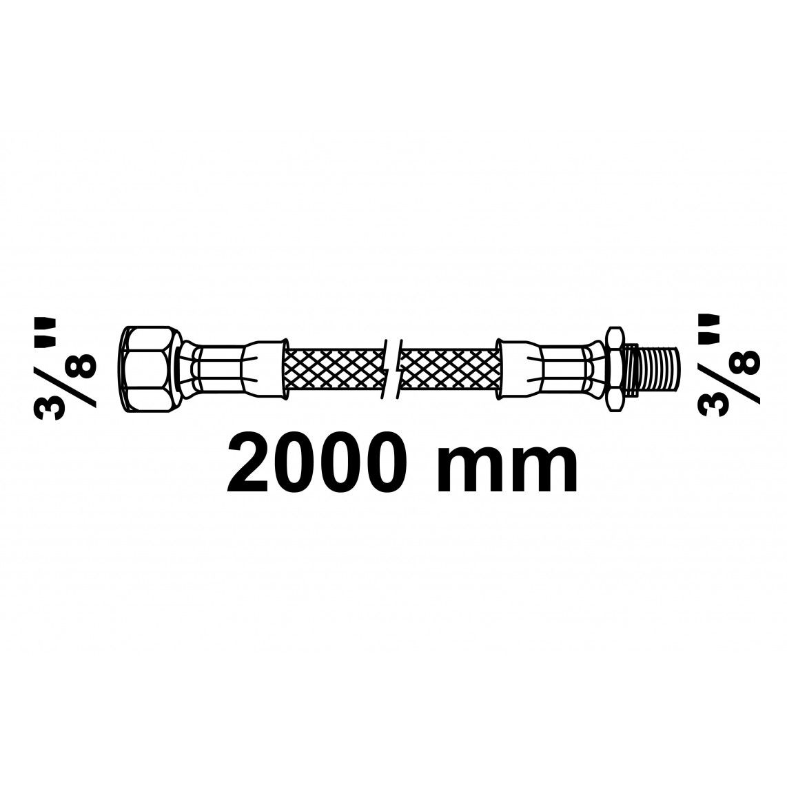 98027909 Flexible connection hose 2000 mm, 3/8" male x 3/8" female vue 2