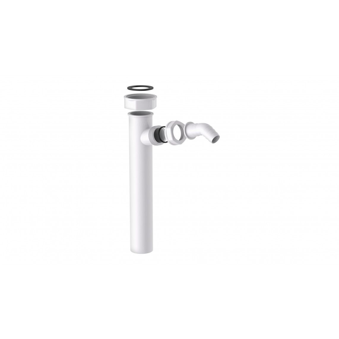 98837348 Immersion tube, plastic, white, 1 1/2" female x 250 mm, for DN 40 mm trap, with 3/4" device connection vue 2