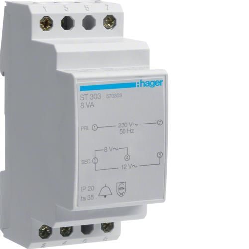 Transformateur de sonnerie - 220V / 8 - 12V - 8VA