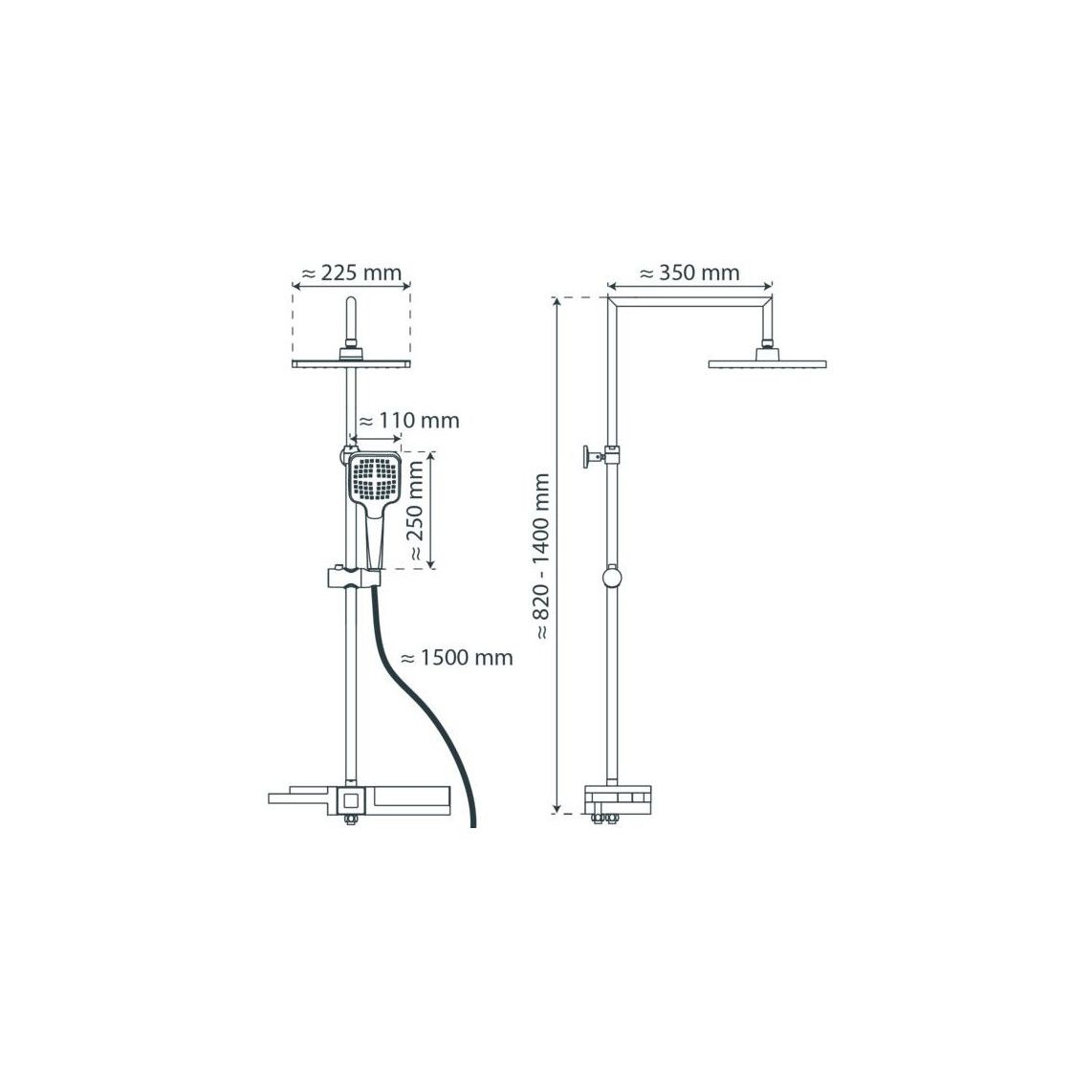 60566 BLUEPERL Overhead shower set, chrome/black, with tray vue 5