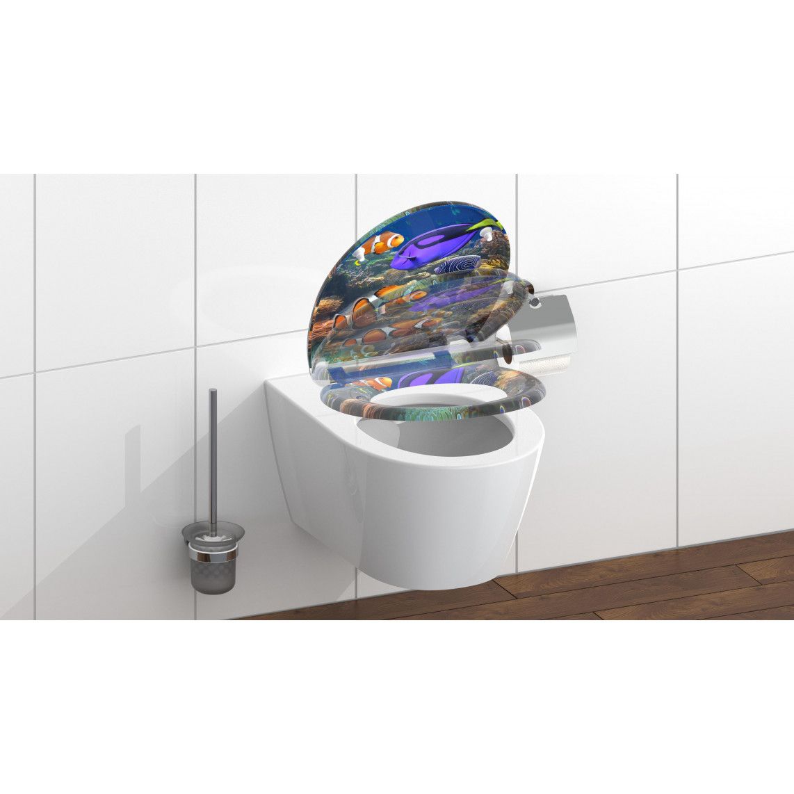 82372 Duroplast Toilet seat SEA LIFE, with soft close and quick release vue 8