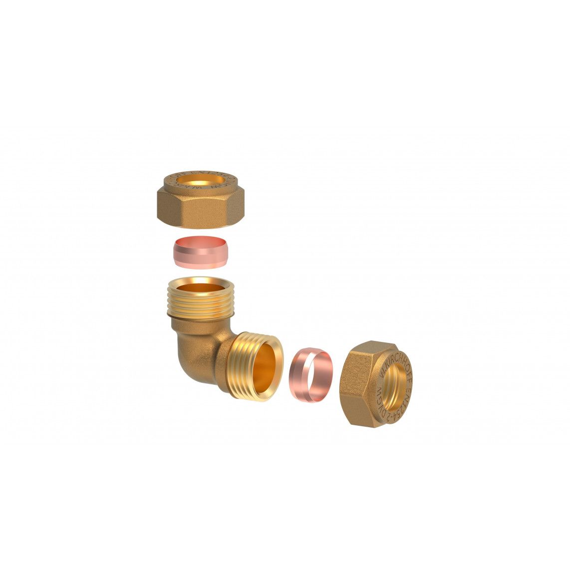 989451217 MS knie 90°, blanco, 15 mm, knelfitting voor koperen buis, vue 3