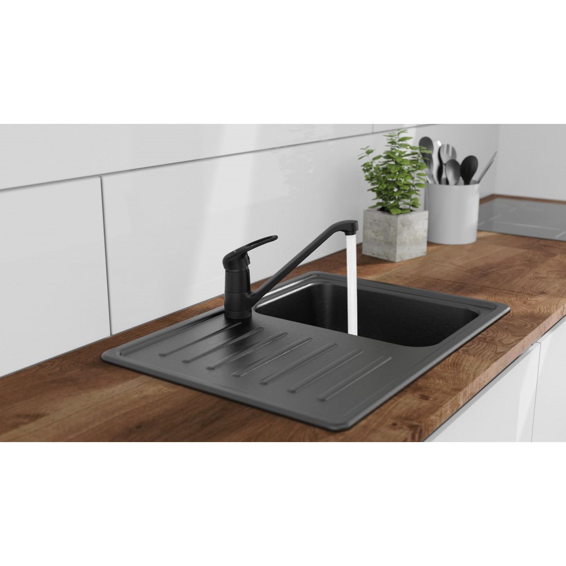 77266 GRANDE Sink mixer, black matt vue 7