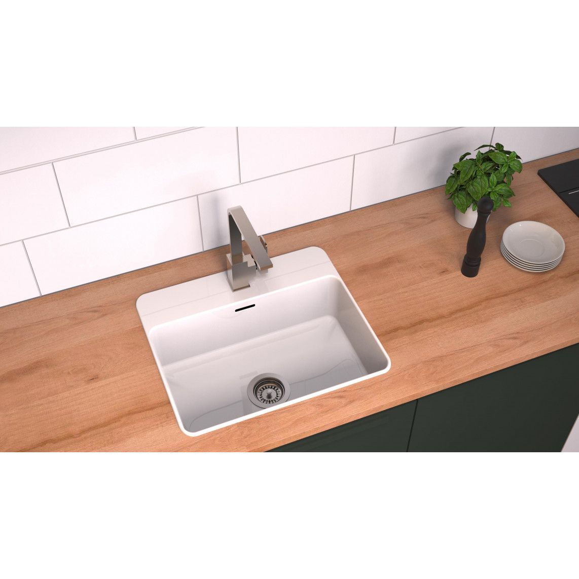 98835249 ECO-SAVE Basket valve, plastic, grey, 1 1/2" male, stainless steel valve cup & sieve Ø 114 mm vue 6