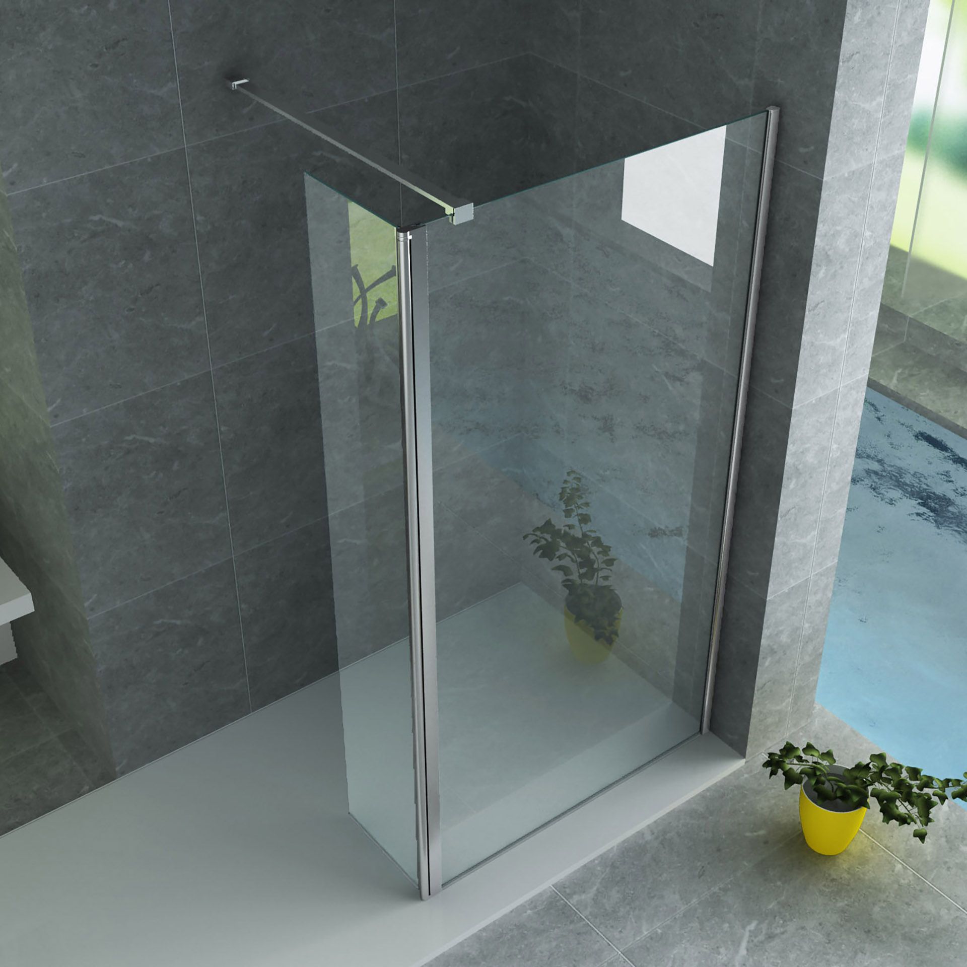 ALONI ZIJWAND MET VERBINDINGSPROFIEL VOOR INLOOPDOUCHE - DRAAIBAAR - 500 X 2000MM - CHROOM - HELDER GLAS vue 3