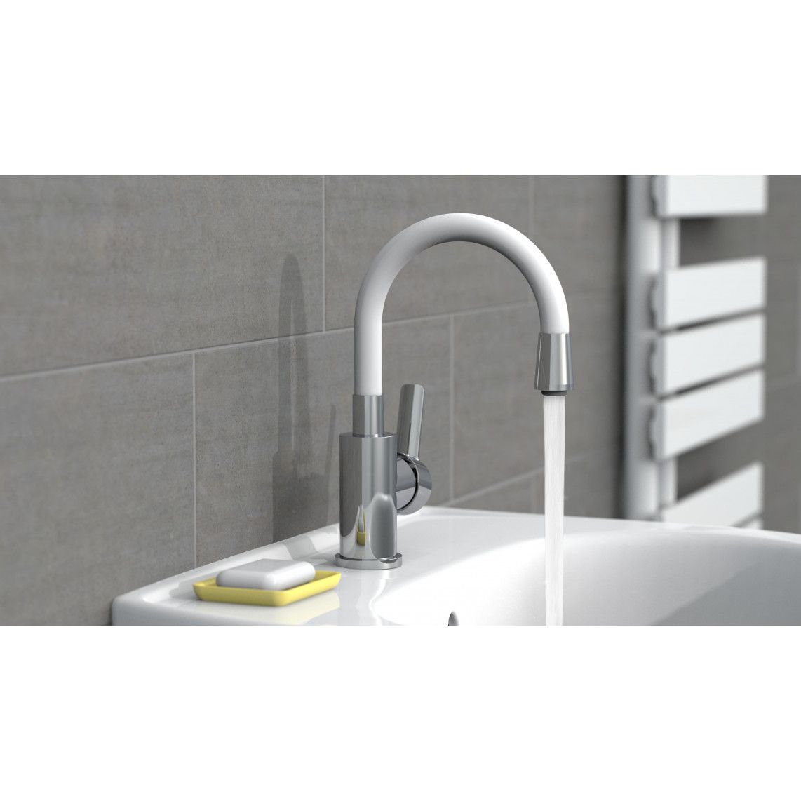 NI075FLCRW FLEXO Mitigeur lavabo, chromé/blanc, avec bec flexible vue 5