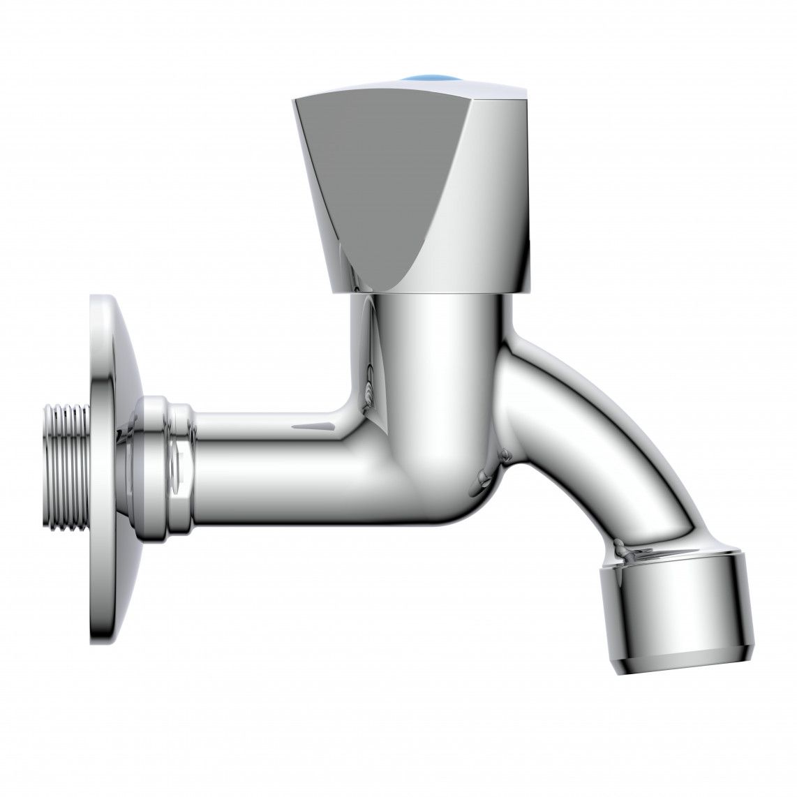 986031148 Outlet valve with dome handle, brass, chrome, 1/2" male x M22 vue 3