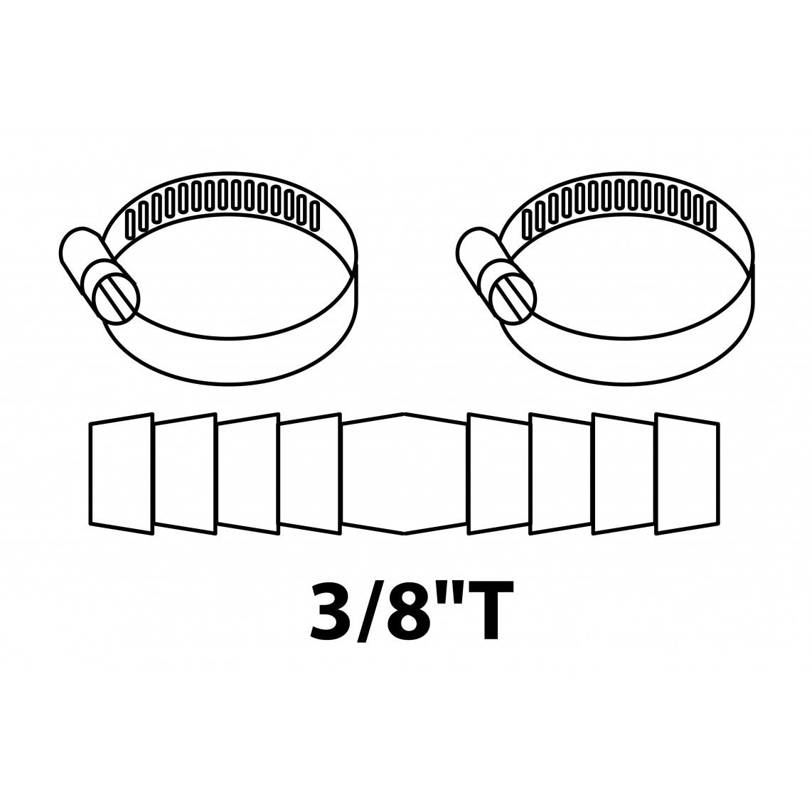 987380148 Hose connector, brass, 3/8" sleeve, with 2 hose clamps vue 2