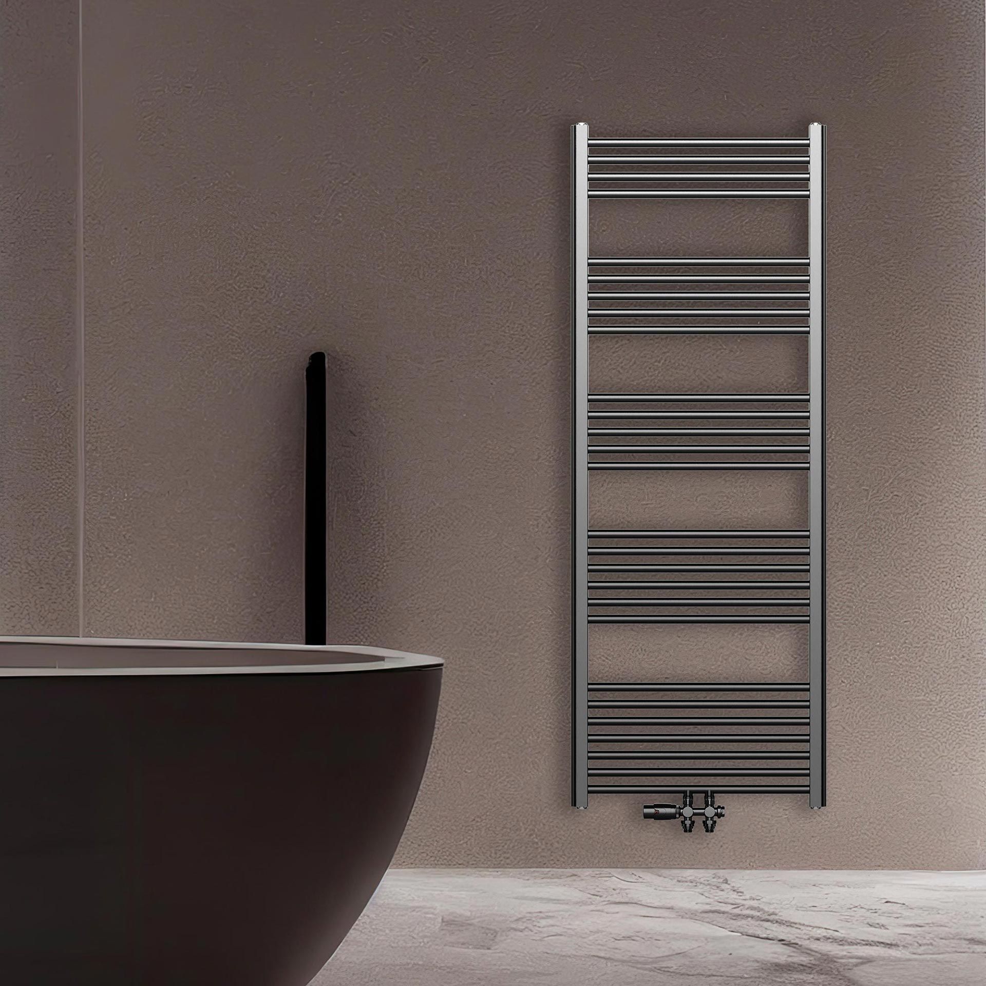 RADIATEUR SÈCHE-SERVIETTES RACCORDEMENT CENTRAL GRIS BRONZE 1200X600-414 WATT vue 2