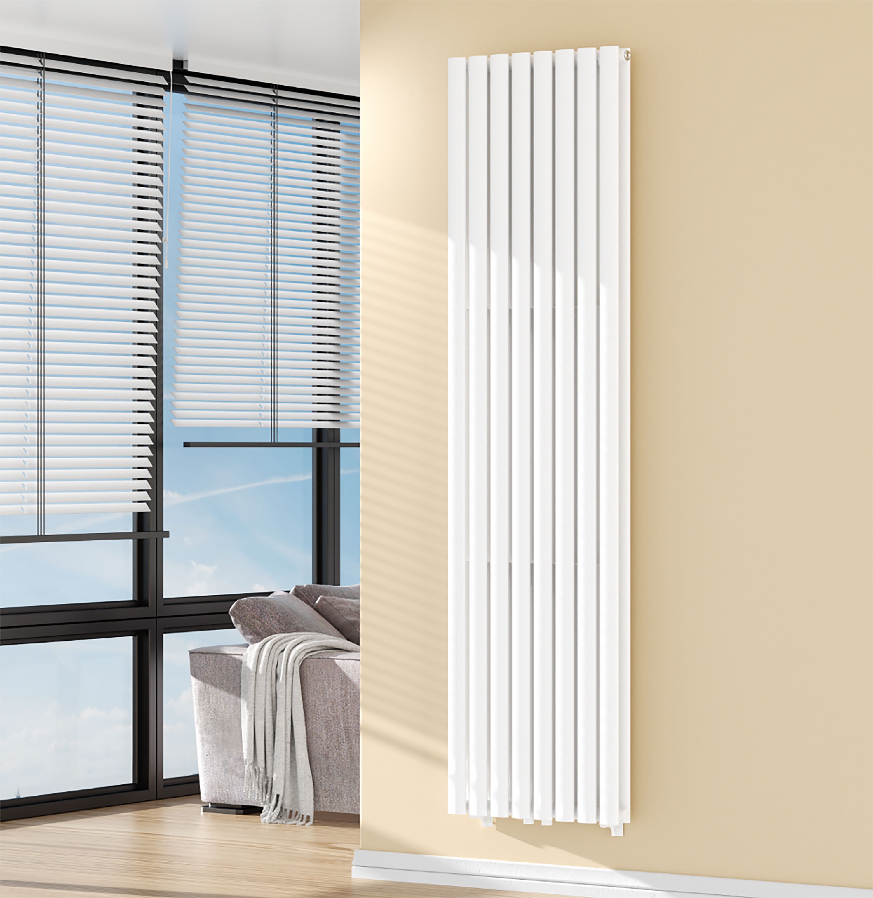 VERTI OVAL RADIATEUR - 1800X480 - DOUBLE - 2X8 ÉLÉMENTS - 1640W - BLANC