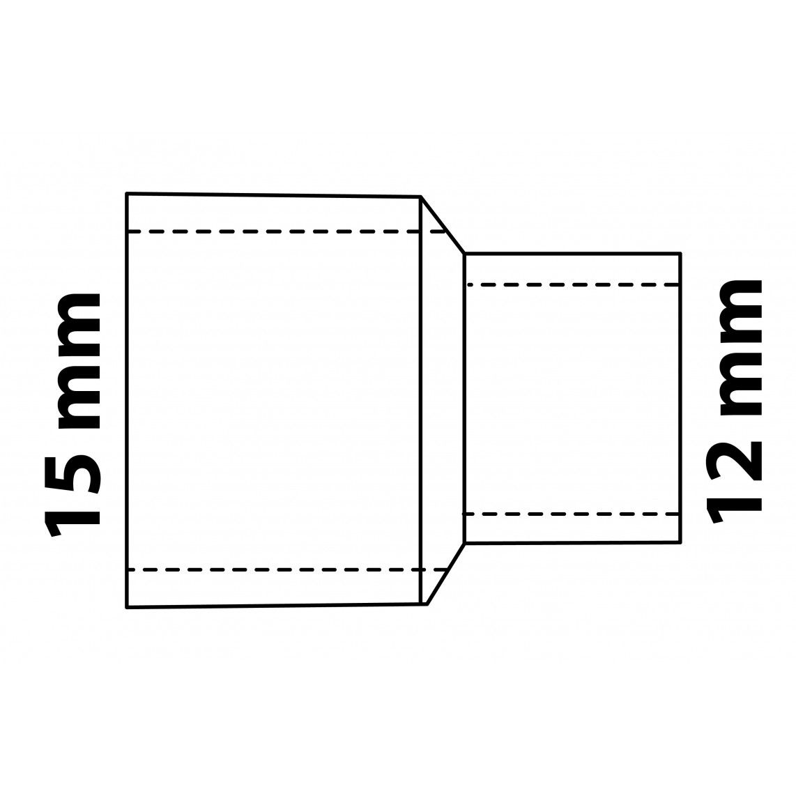 989062055 Reducing double socket, copper solder fitting, 15 mm x 12 mm, 2 sockets vue 3