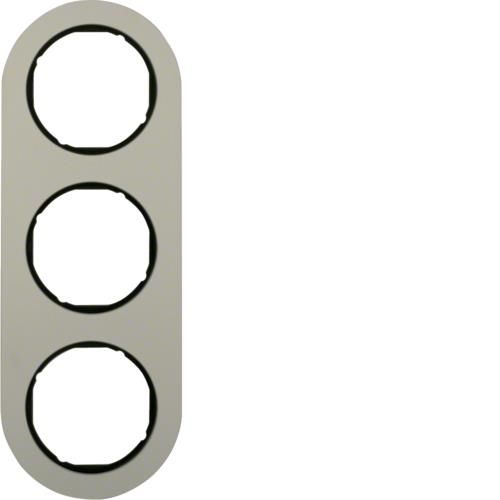 Plaque de recouvrement 3 postes Berker serie R.Classic Alu / Noir