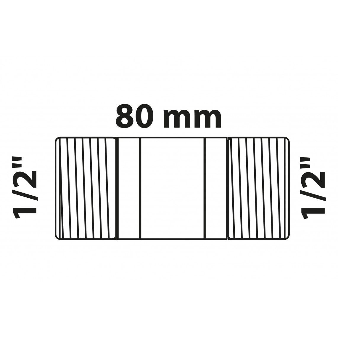 988961213 Barrel nipple, red brass, 1/2" x 80mm vue 2