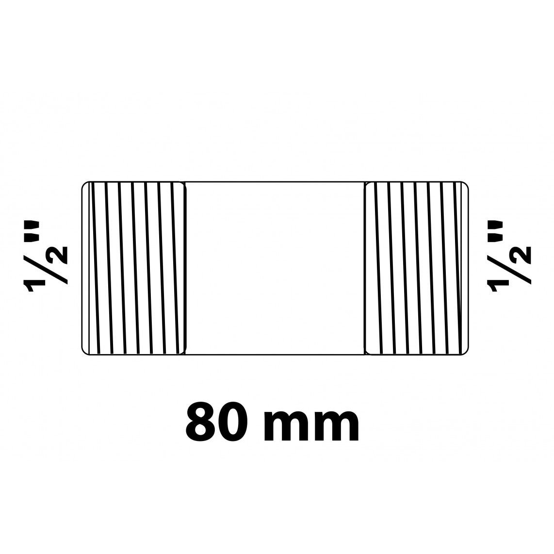 989821255 GI dubbele buisnippel, gegalvaniseerd, 1/2" x 80 mm, (23) vue 2