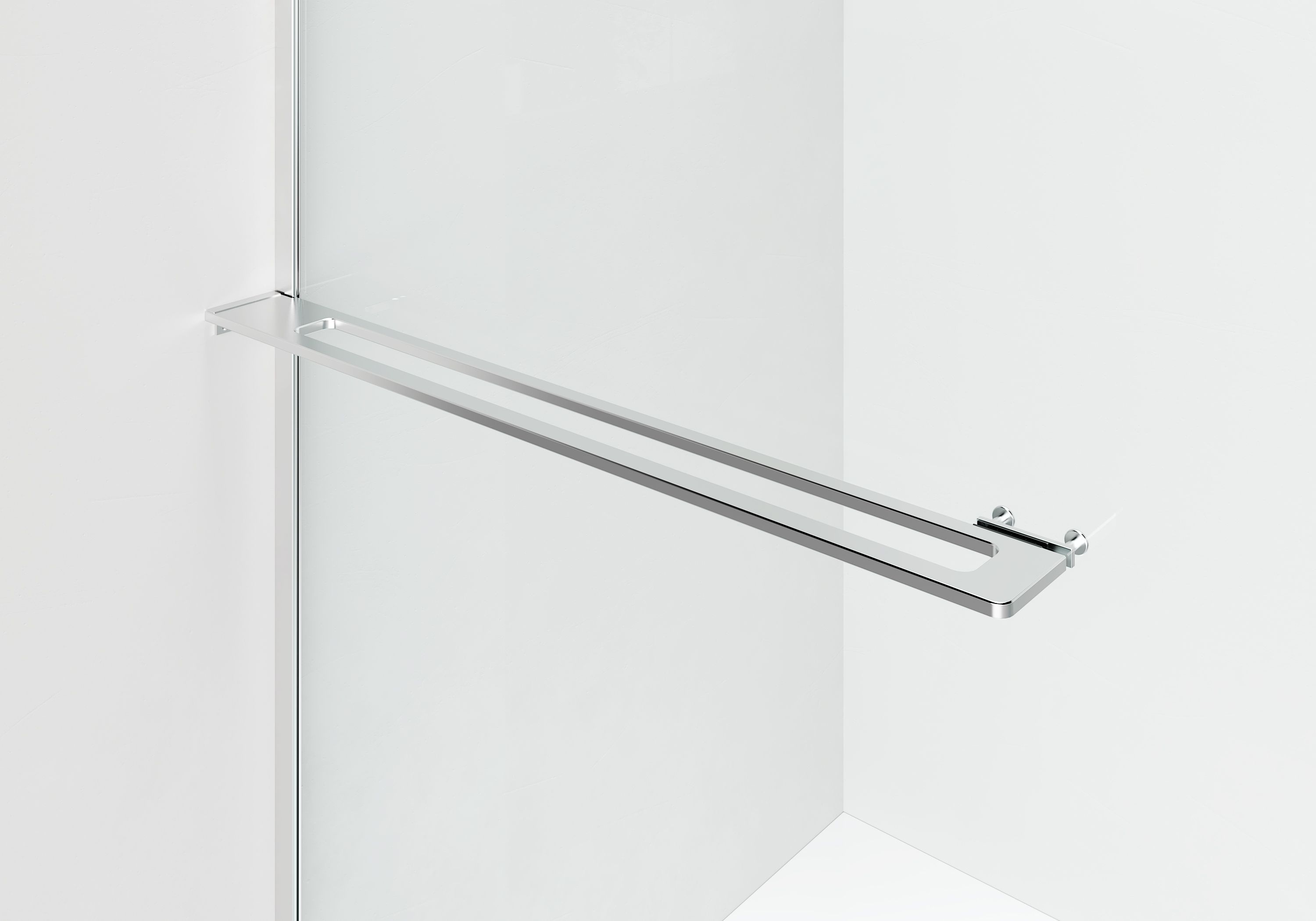 CURVY DOUCHE À L'ITALIENNE AVEC PORTE-SERVIETTE - COURBÉE - TRAITEMENT ANTI-CALCAIRE - RÉVERSIBLE - VERRE DE SÉCURITÉ 8MM - 120X200CM - CHROME - VERRE CLAIR vue 3