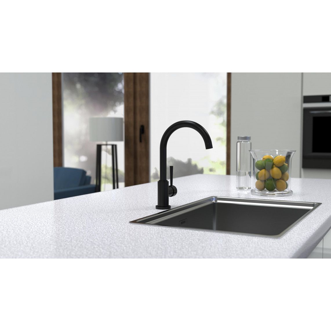 79169 CORNWALL Sink mixer low pressure, black matt vue 11
