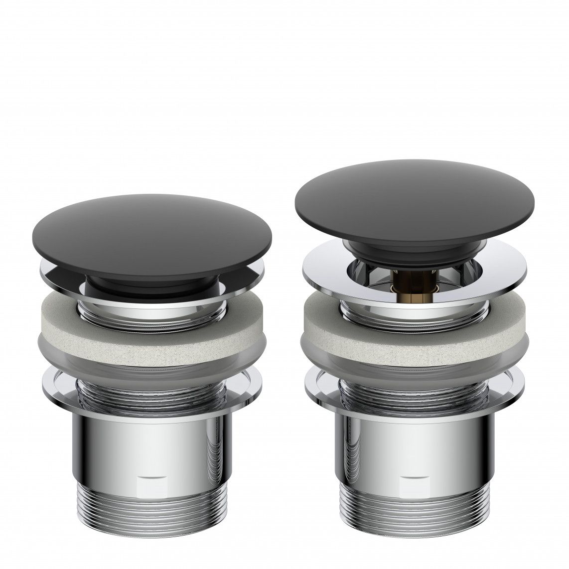 98807420 Design-drain valve, cap, black matt, 1 1/4" x 65 mm, with overflow vue 6