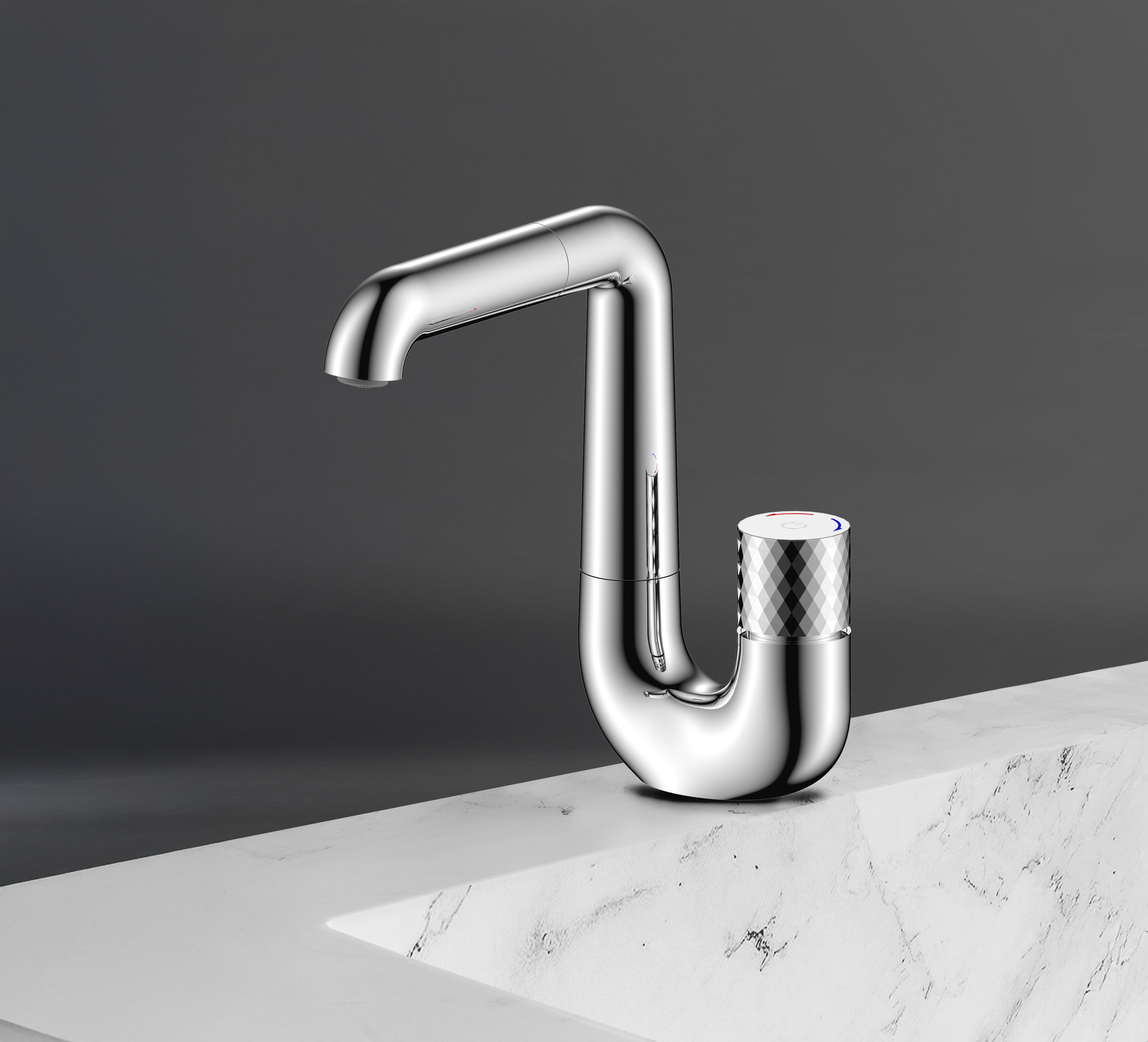 ALONI FLOW MITIGEUR DE LAVABO - BOUTON POUSSOIR - BEC PIVOTABLE - CHROME vue 2