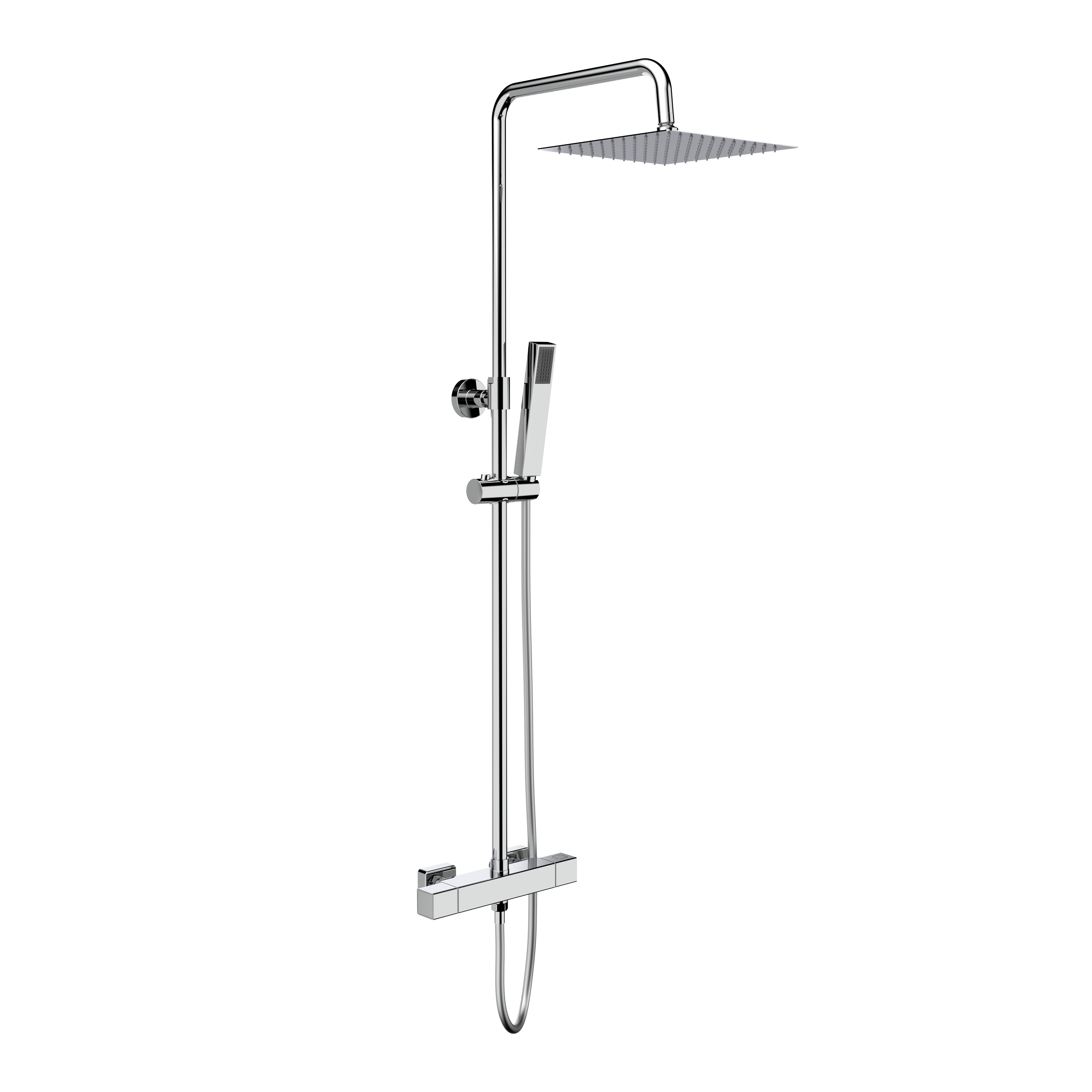 ALONI OPTIMA QUADRO SET DE DOUCHE À JETS DE PLUIE – THERMOSTATIQUE – MONTAGE APPARENT – COOL TOUCH - BELGAQUA – CHROME vue 2