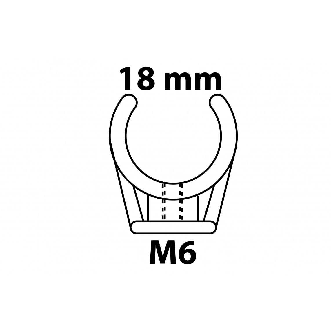 989183117 Pipe clip single, 18 mm, with M6 threaded sleeve vue 2