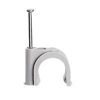 Attache fixfor câble rond 6mm Gris Ral 7035 - pointe 25mm