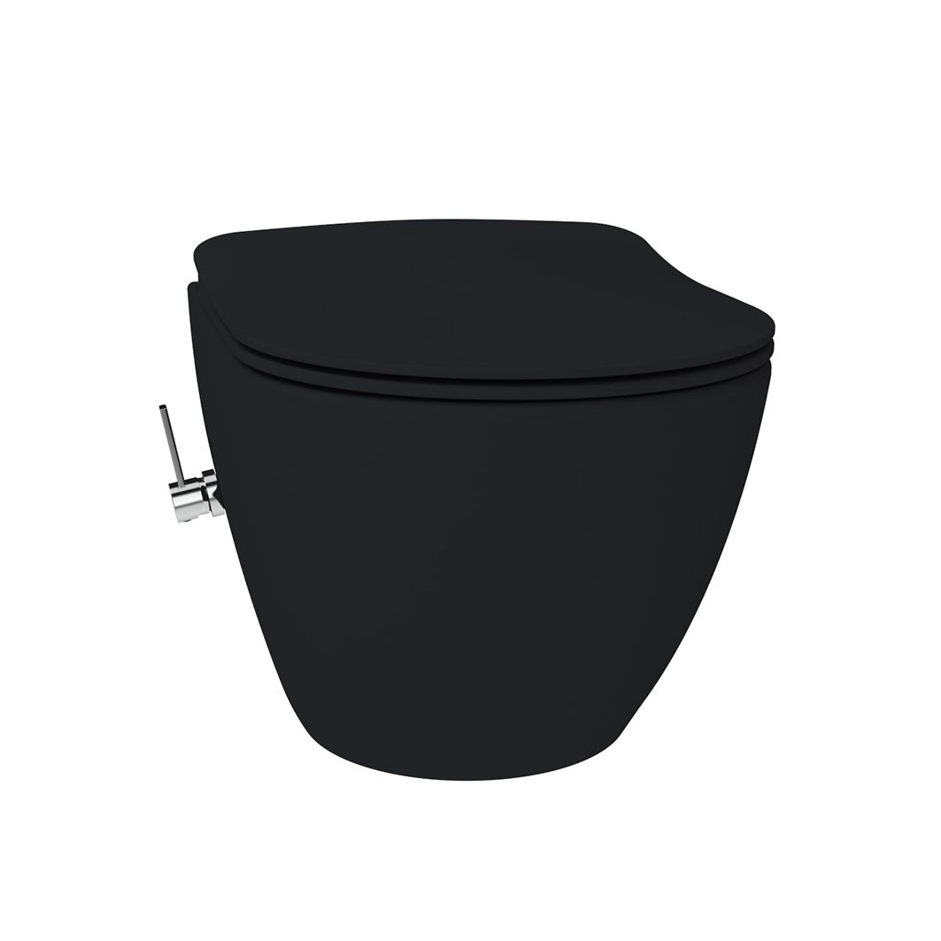 CREAVIT FREE WC SUSPENDU AVEC BIDET – SANS BRIDE – AVEC MÉLANGEUR BIDET EAU CHAUDE ET FROIDE – SANS ABATTANT – NOIR CHARBON MAT vue 3