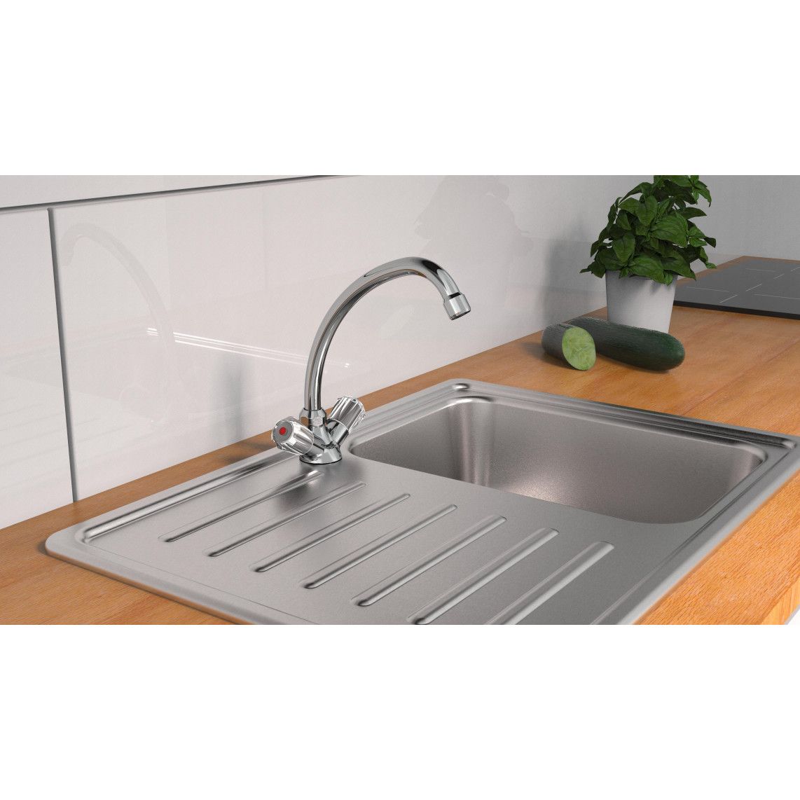 57110 BRILLANT Wash basin mixer low pressure, chrome vue 3