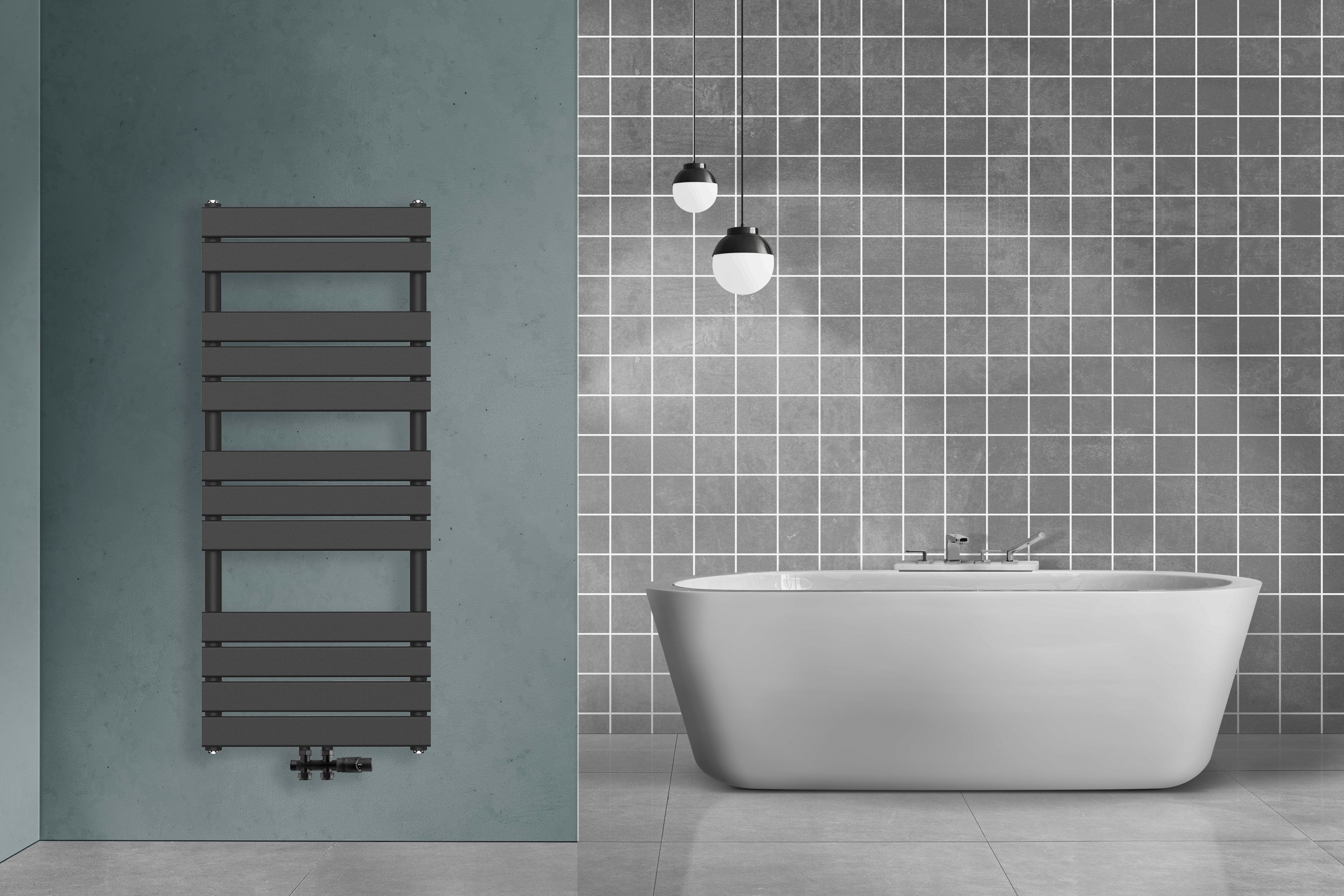 RADIATEUR SÈCHE-SERVIETTES RACCORDEMENT CENTRAL NOIR 1200X500-593W vue 2