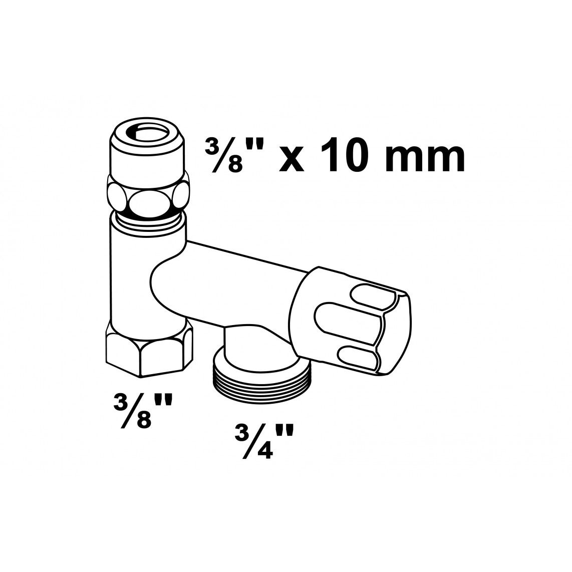 986294148 GA-Soupape supplémentaire, chromé, 3/8" F x 3/4" M x 3/8" M x 10 mmQ, avec clapet anti-retour vue 2
