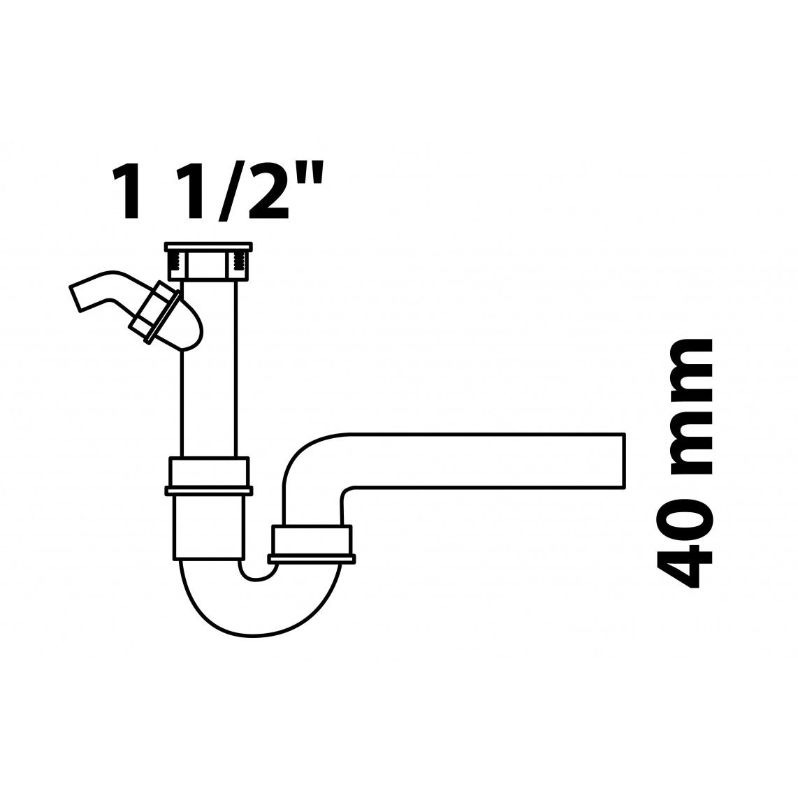 98831348 KS spoelbak-buissifon, wit, 1 1/2"BI x 40 mm, met 3/4" toestelaansluiting vue 6