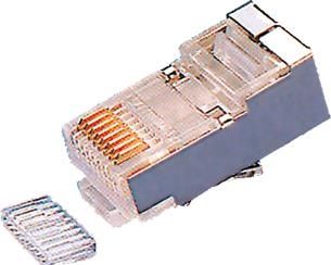 Fiche RJ45 mâle avec guide - blindé - pour câble rond UTP / FTP - cat5E - 25 pièces