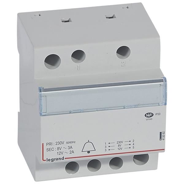 Transfo son. 12 / 8V - 24VA 2 / 3A - 4 modules