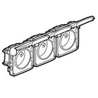 Plexo prise 3 x 2 pôles + T horizontale auto 10 / 16A 250V composable Blanc