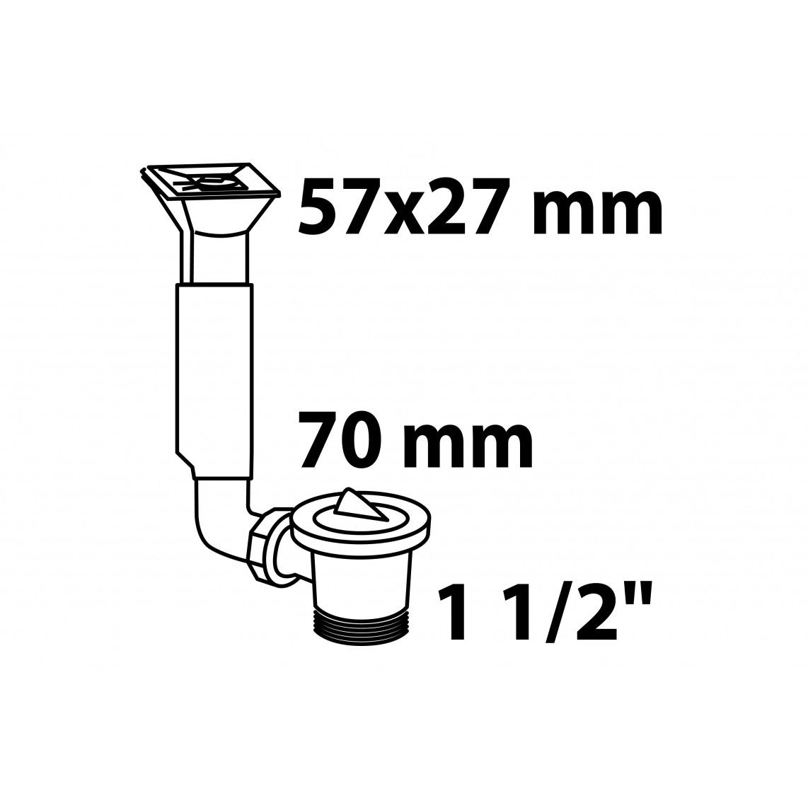 98834349 ECO-SAVE Sink waste and overflow valve, plastic, grey, 1 1/2" male x 70 mm, for drip surfaces vue 2