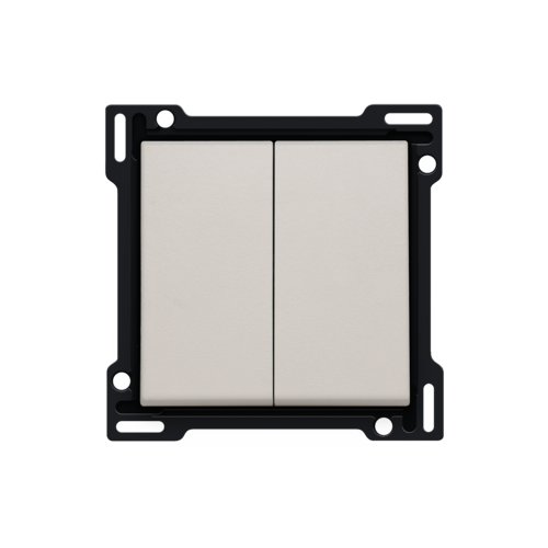 Set de finition pour interrupteur double allumage, interrupteur va-et-vient + bouton-poussoir N.O., interrupteur va-et-vient double ou bouton-poussoir double N.O. ou N.F., couleur light grey