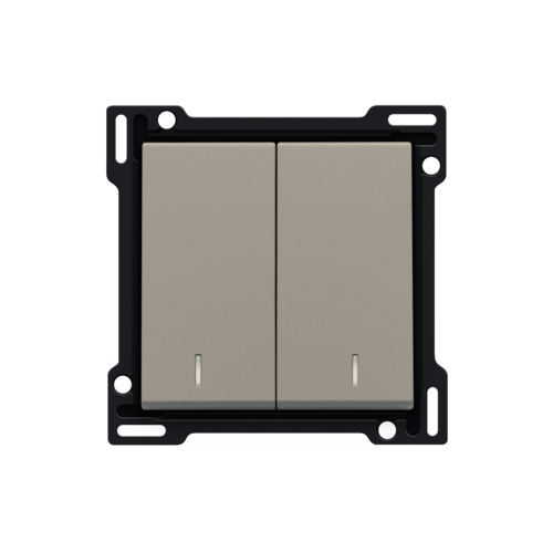 Set de finition avec double voyant pour interrupteur double allumage, interrupteur va-et-vient + bouton-poussoir N.O., interrupteur va-et-vient double ou bouton-poussoir double N.O. ou N.F., couleur bronze coated
