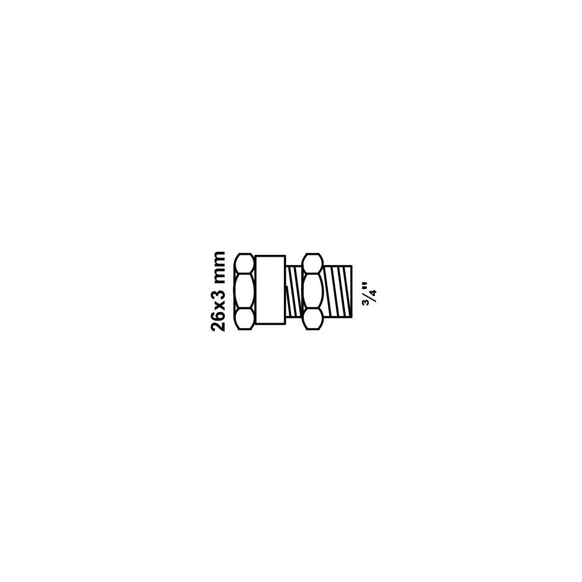 988905555 MS overgangsstuk, blanco, 26 mm x 3/4"BU, knelfitting voor meerlagen buis vue 4