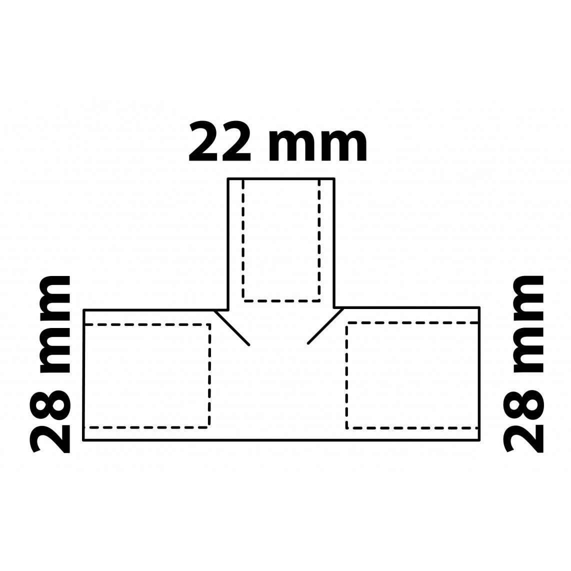 989275055 Tee reducer piece, copper solder fitting, 28 mm x 22 mm x 28 mm, 3 sockets vue 3