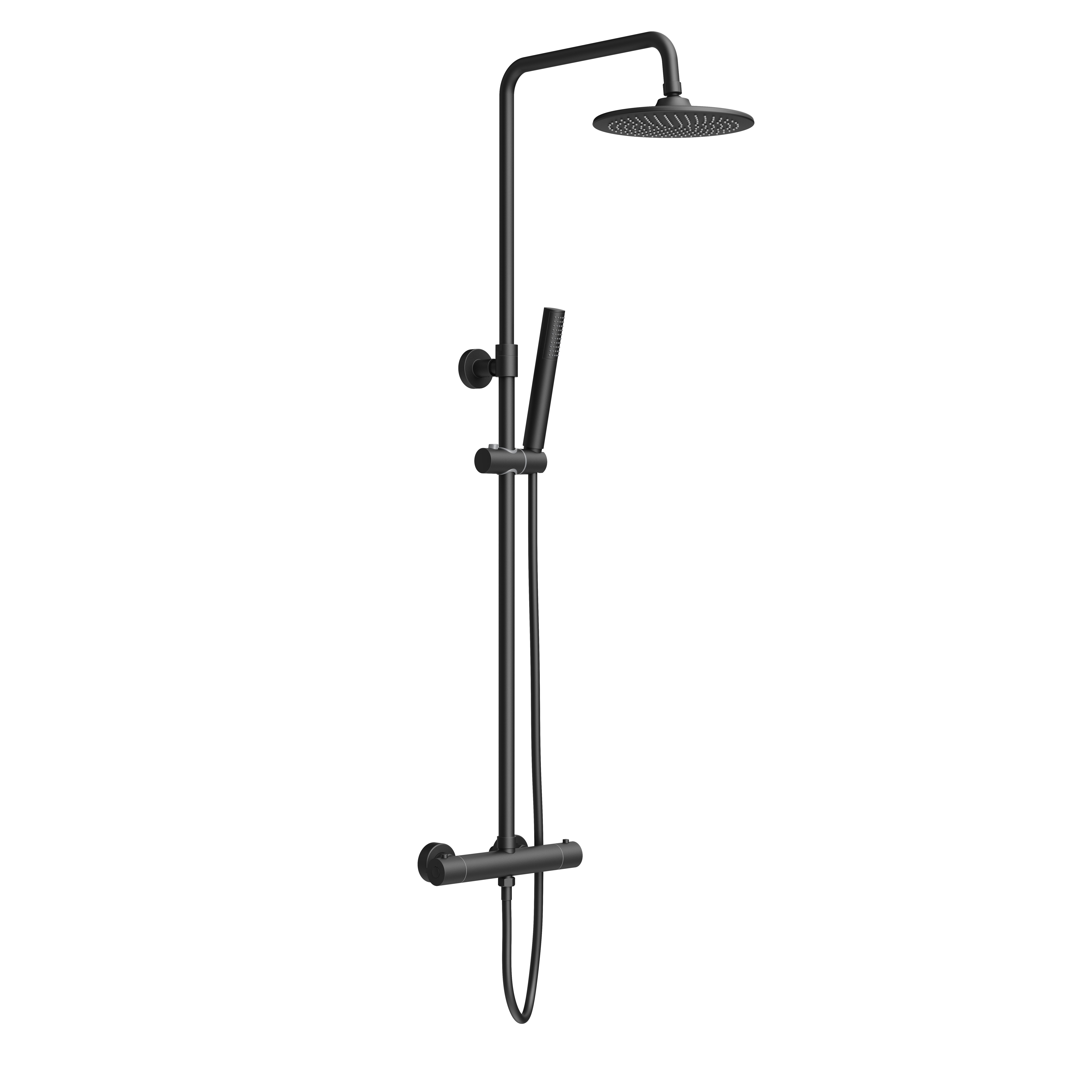 ALONI OPTIMA RONDO SET DE DOUCHE À JETS DE PLUIE – THERMOSTATIQUE – MONTAGE APPARENT – BELGAQUA – NOIR MAT vue 2
