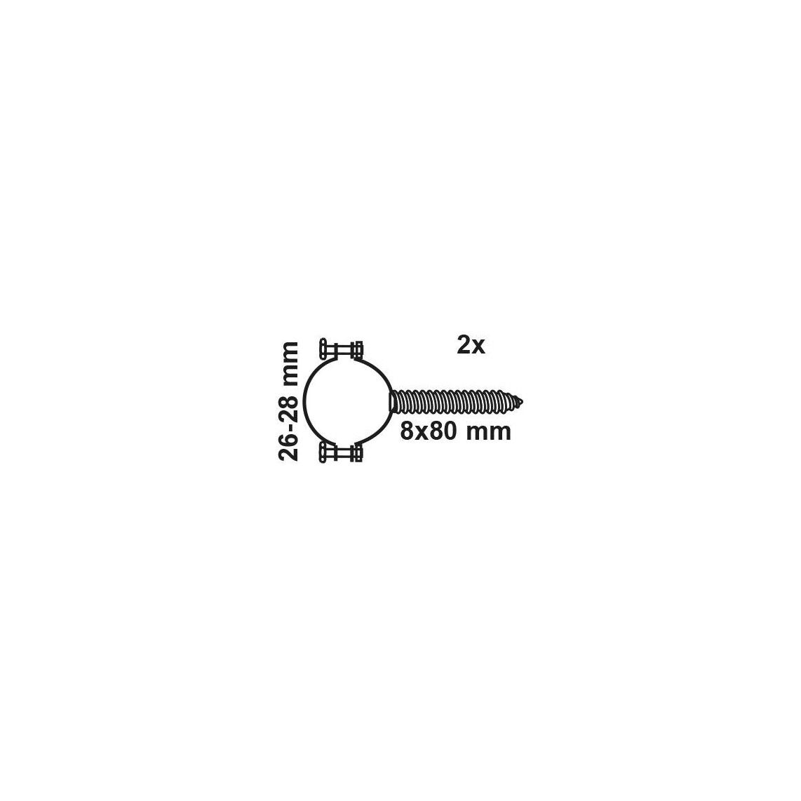 973125117 Pipe clamp, 26 mm - 28 mm, with hanger bolt M8 x 80 mm (2x) vue 2