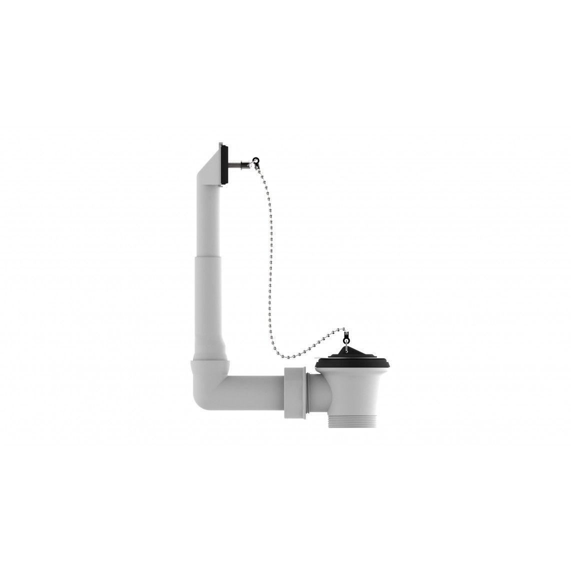 98834148 Sink waste and overflow set, plastic, white, 1 1/2" male x 70 mm, height adjustable, side overflow vue 2